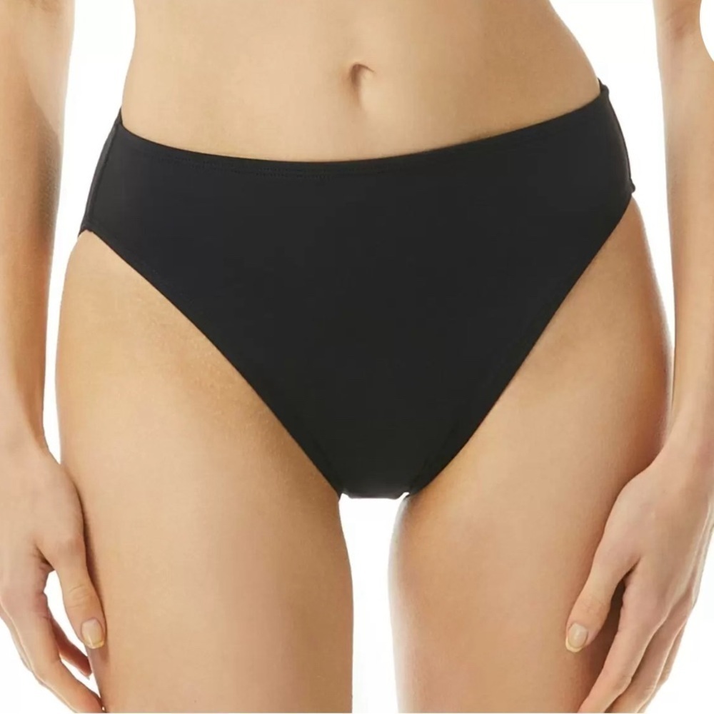 Michael Kors Women’s High Leg Bikini Bottom Black Classic Swimwear Size M